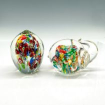 2pc Murano Art Glass Paperweights