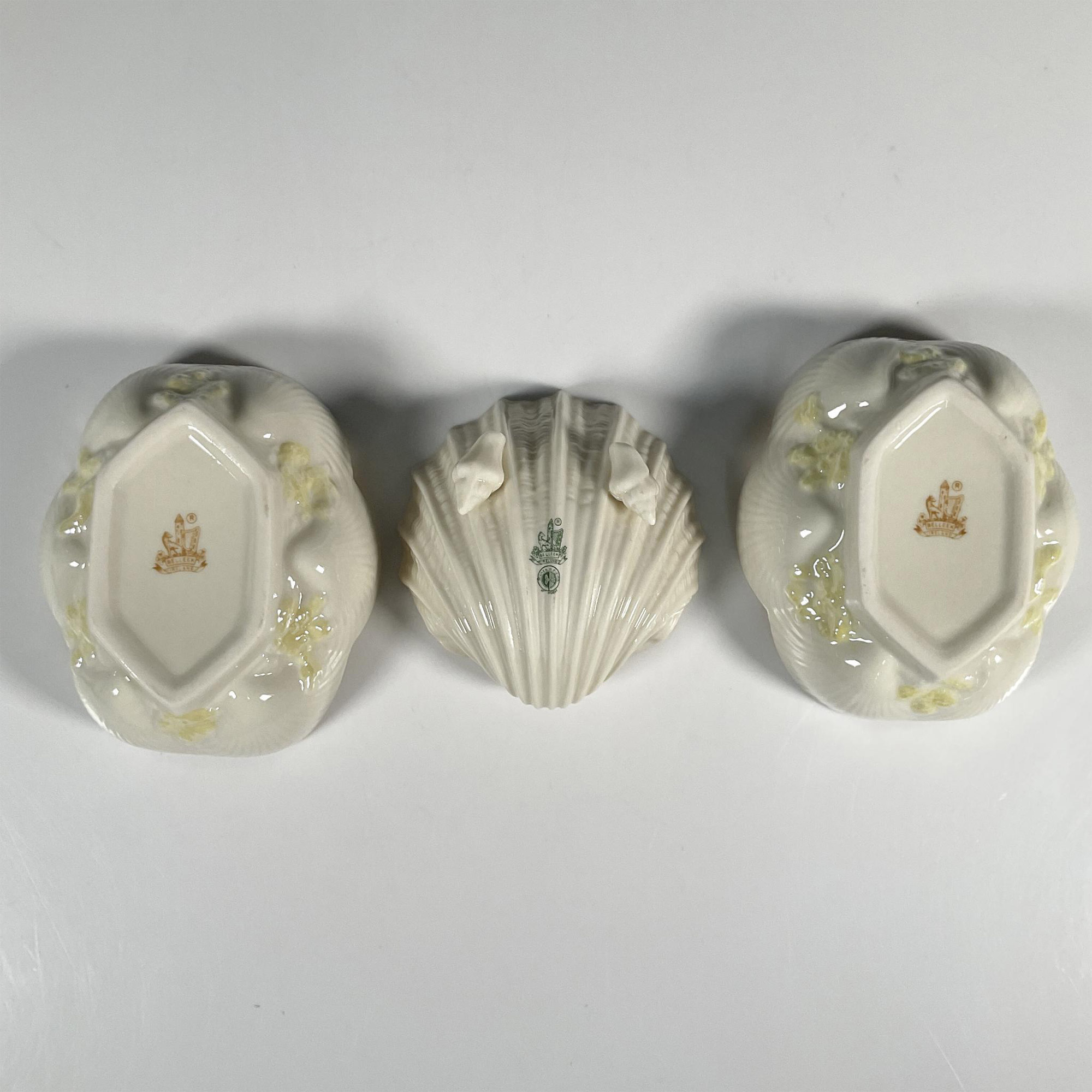 3pc Belleek Porcelain Shell Bon Bon Dishes - Image 3 of 3