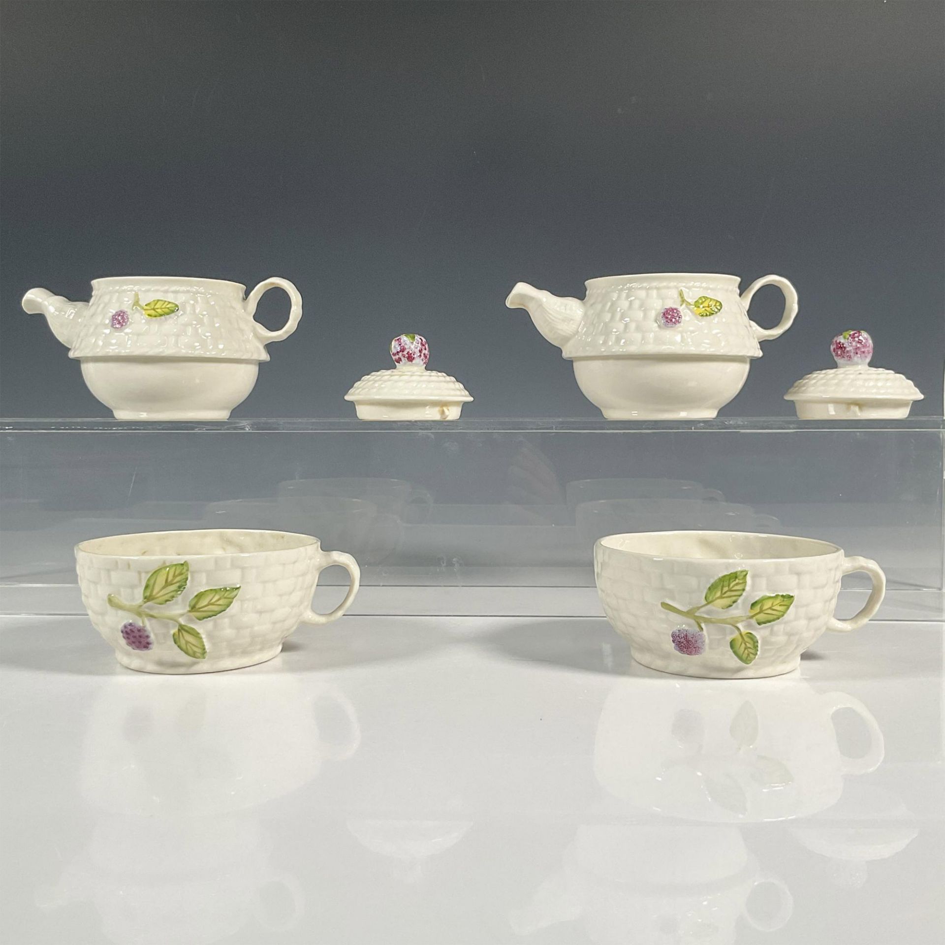 4pc of Belleek Porcelain Lidded Teapots with Cups Set - Image 6 of 7