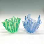 2pc Murano Venini Glass Handkerchief Bowls