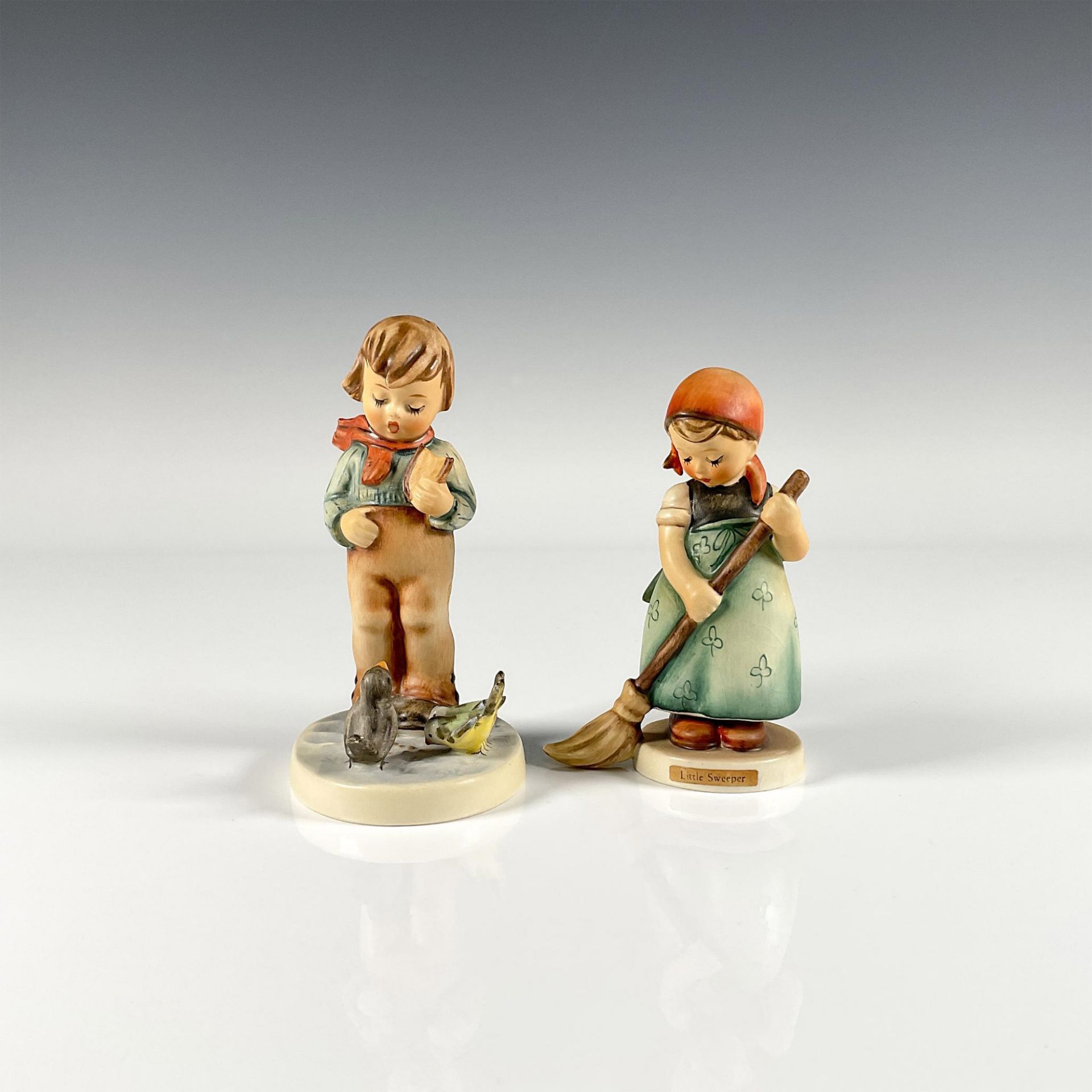 2pc Goebel Hummel Figurines, Bird Watcher, Little Sweeper