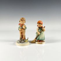 2pc Goebel Hummel Figurines, Bird Watcher, Little Sweeper