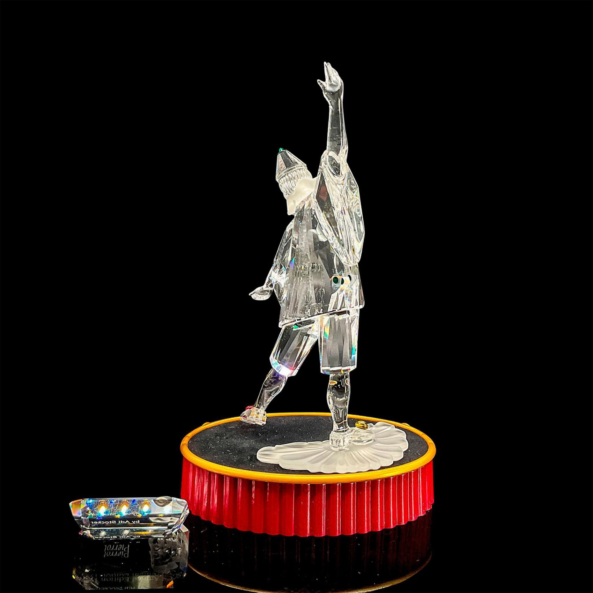 3pc Swarovski Crystal Figurine, Pierrot, Base + Plaque - Image 2 of 4