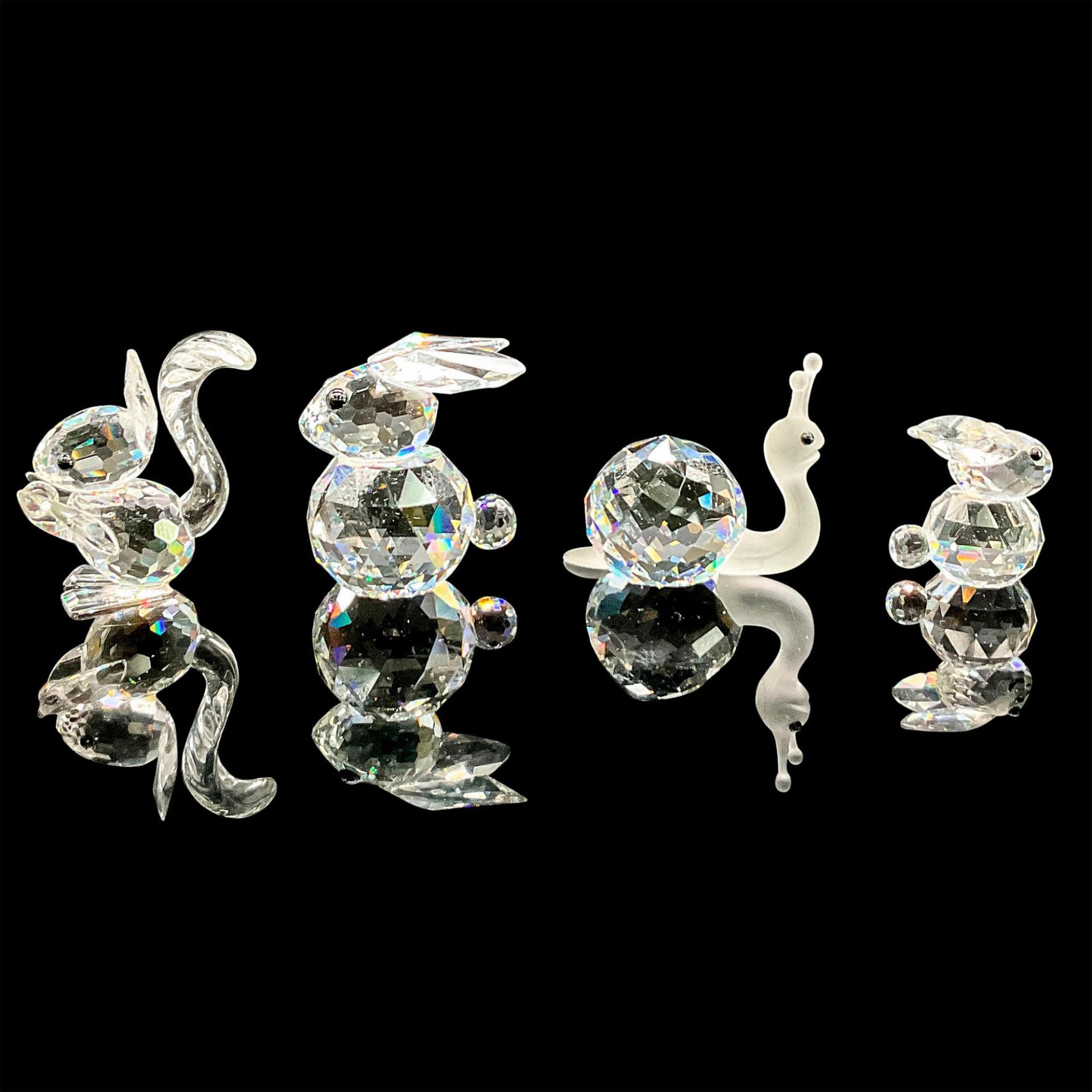 4pc Swarovski Crystal Swan Figurines, Rabbits/Squirrel/Snail - Image 2 of 3