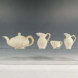 4pc Belleek Pottery Porcelain Tea Pot Set, Tridacna Yellow