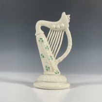 Belleek Porcelain Figurine, Shamrock Harp