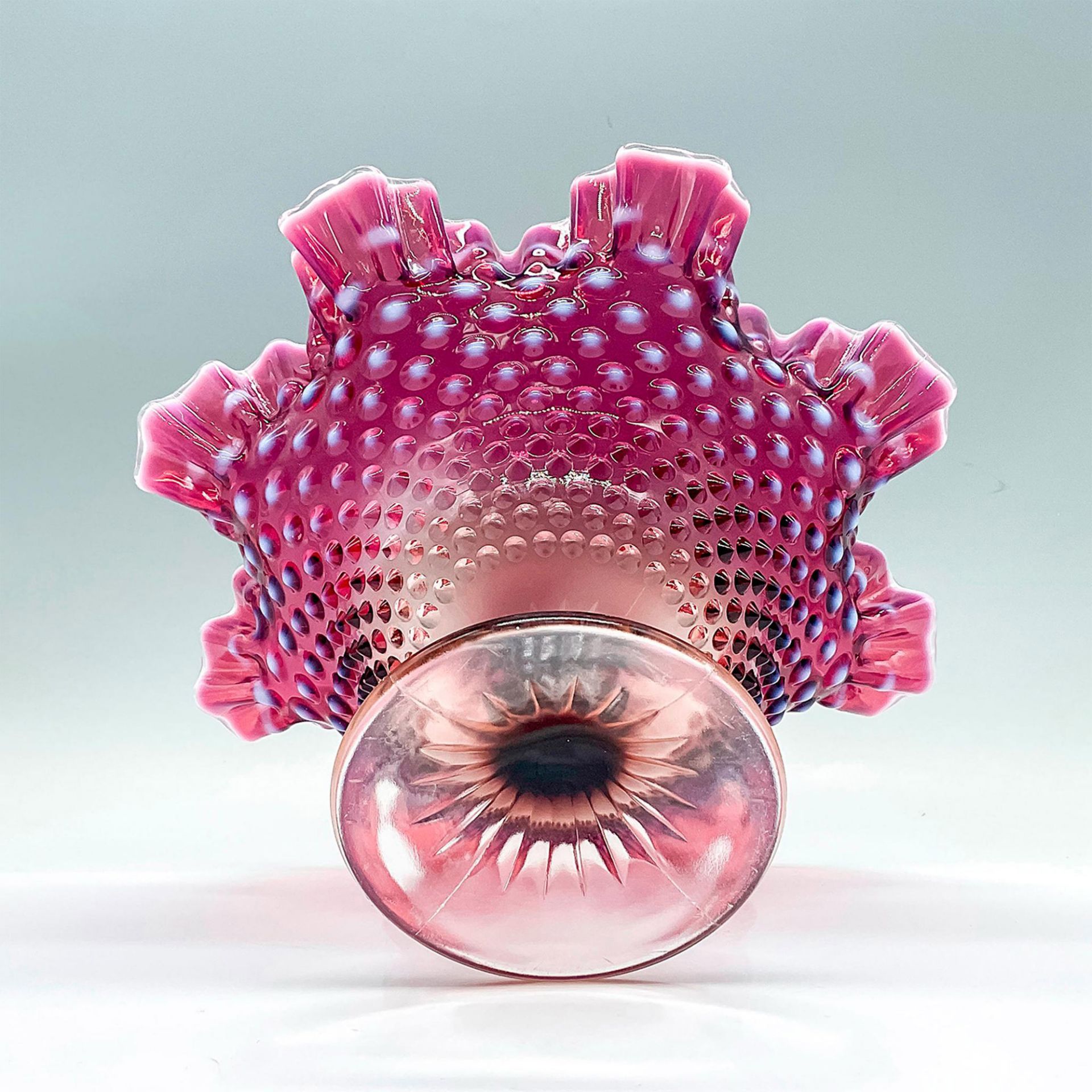 Fenton Glass Opalescent Footed Bowl, Hobnail Plum - Image 3 of 3