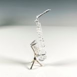 2pc Swarovski Silver Crystal Figurine, Saxophone & Stand