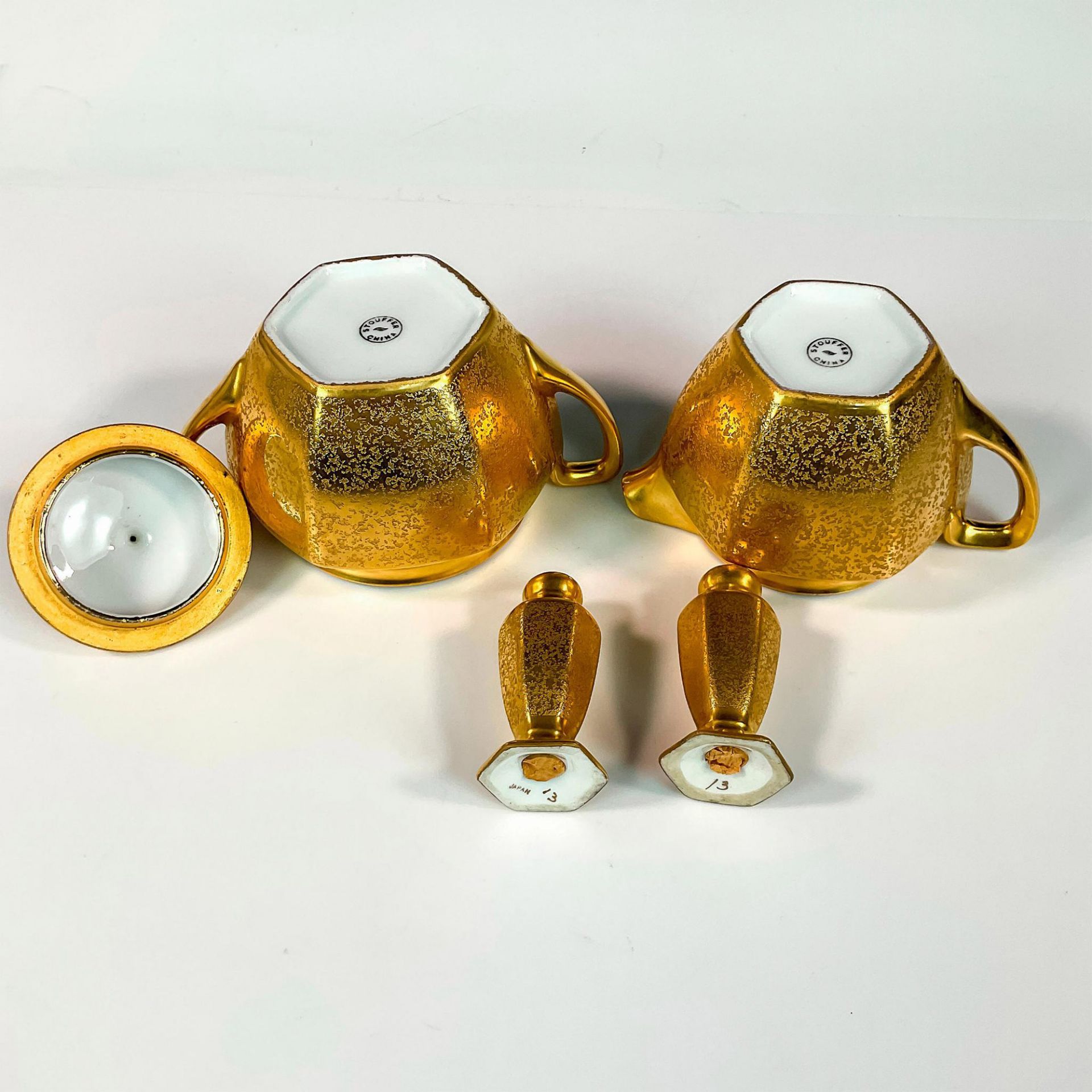 4pc Stouffer and Pickard Porcelain Gilt Tableware Set - Image 5 of 7