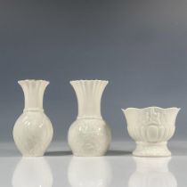 3pc Vintage Belleek Pottery Porcelain Vases