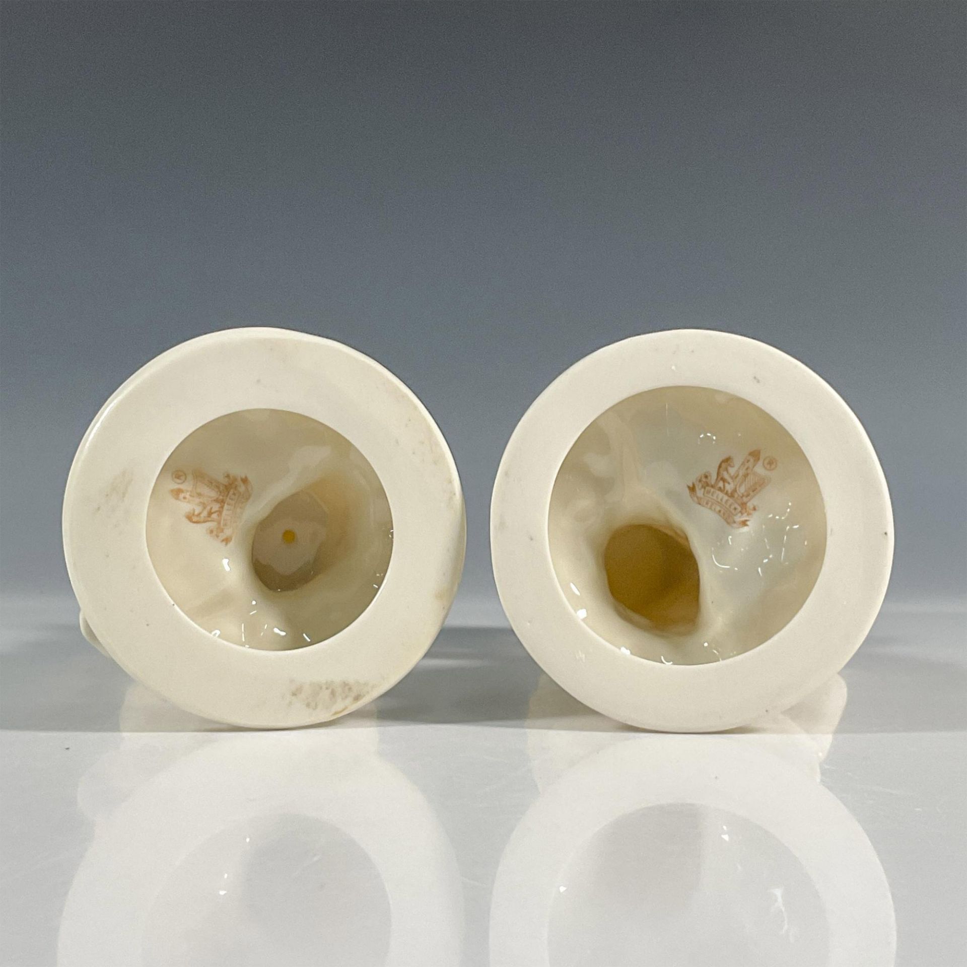 Pair of Belleek Porcelain Candleholders, Boy and Girl Basket - Image 3 of 3