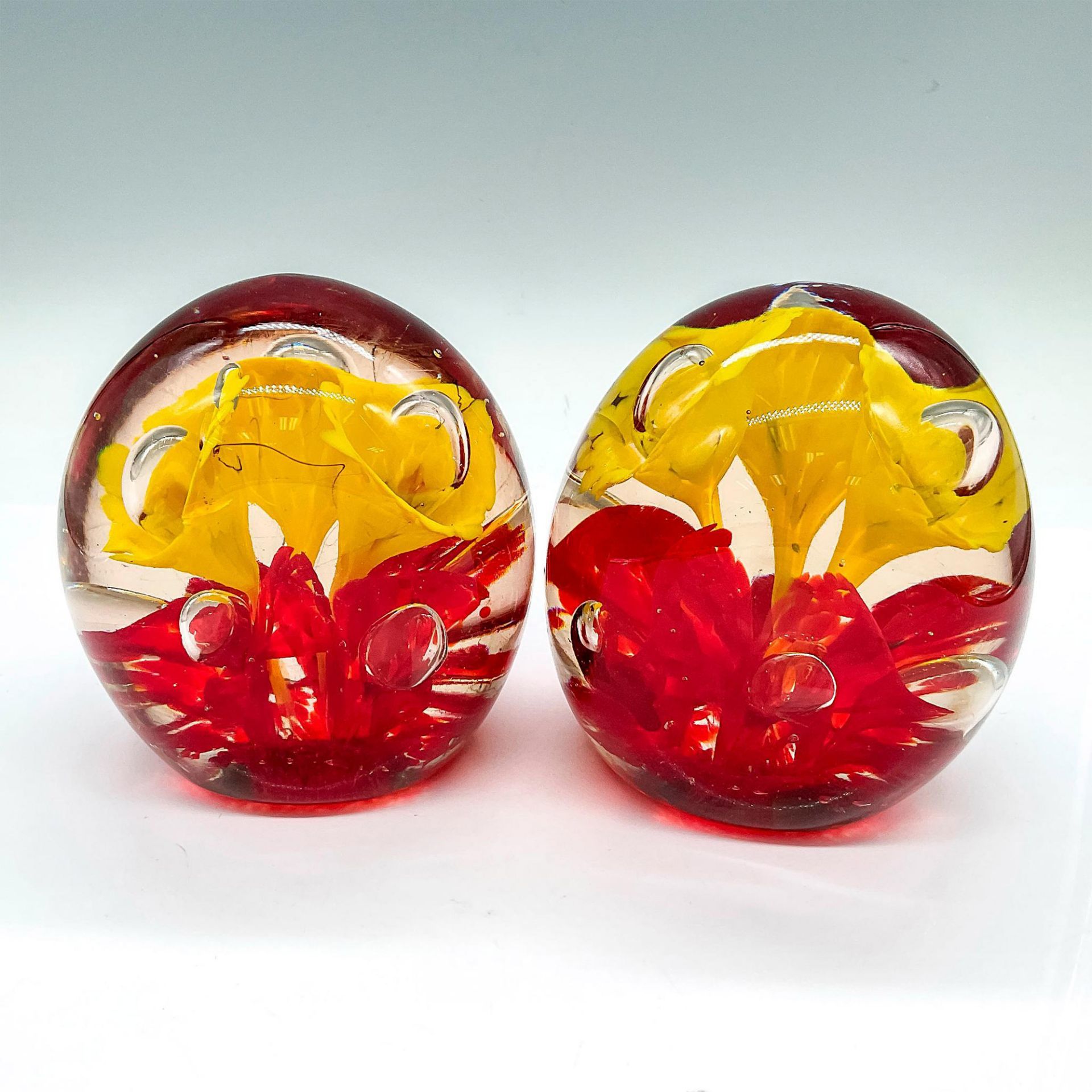 2pc Murano Art Glass Floral Bookends - Image 3 of 4