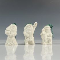 3pc Belleek Porcelain Santa Claus Bell Ornaments