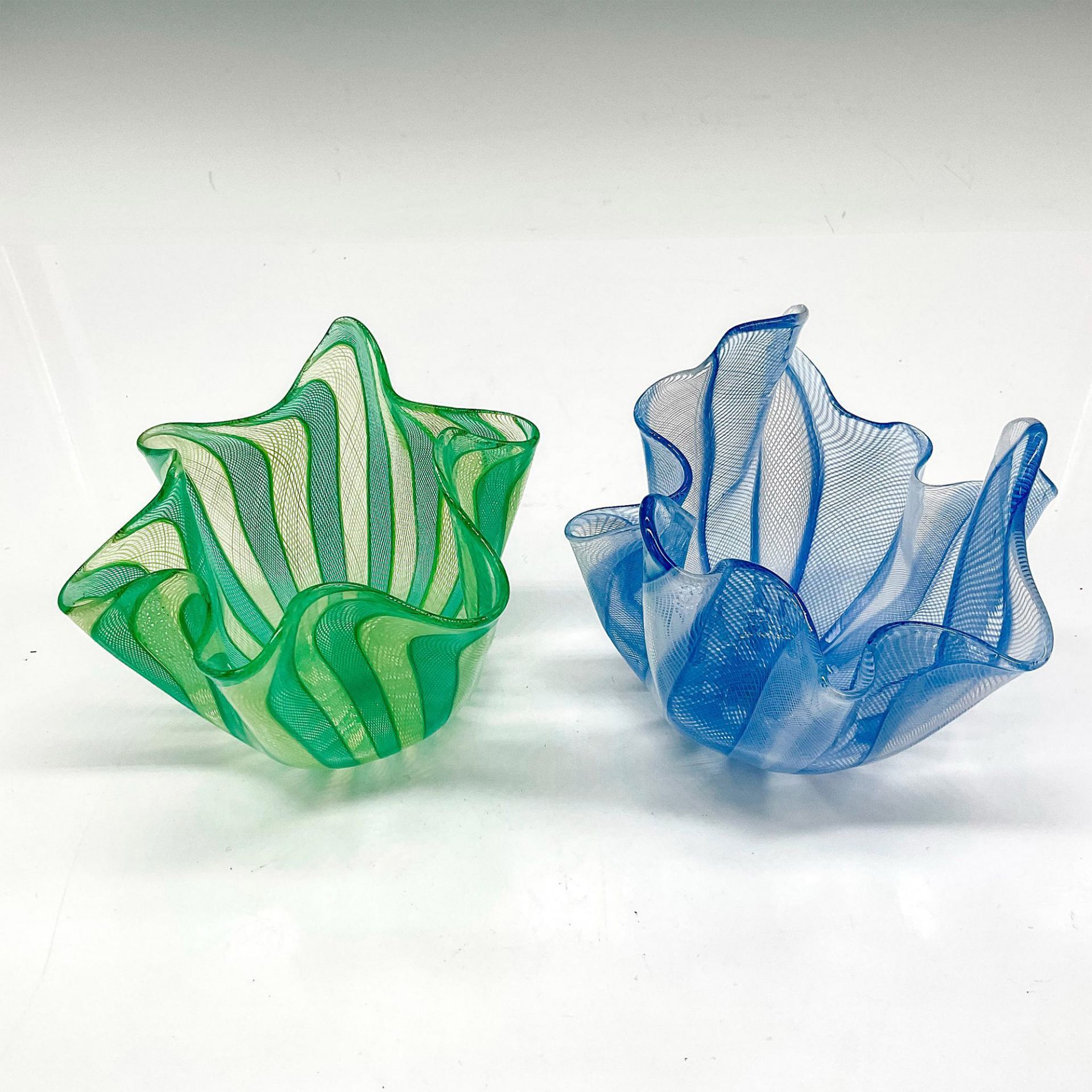 2pc Murano Venini Glass Handkerchief Bowls - Bild 2 aus 3