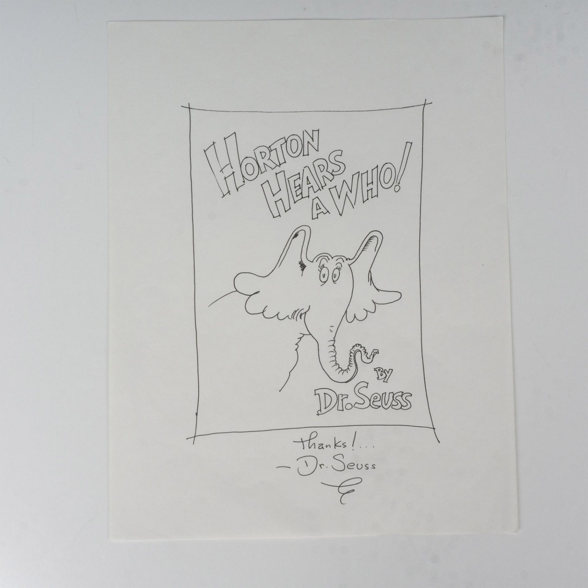 Dr. Seuss (attr.) Original Ink Drawing on Paper, Signed - Image 2 of 3
