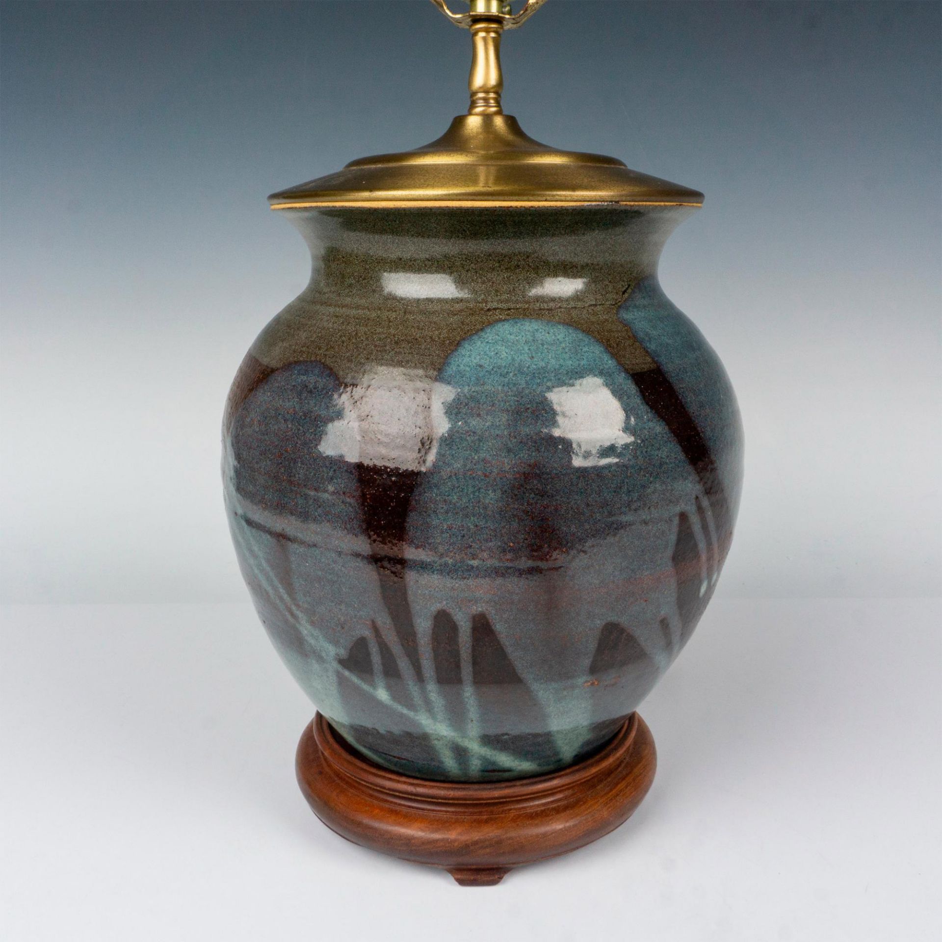 Vintage Raku Style Pottery Table Lamp - Bild 3 aus 5