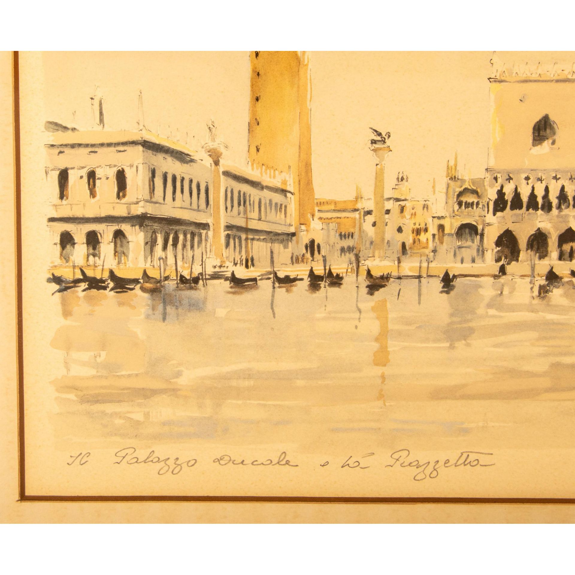 Herbelot, Original Watercolor on Paper, Venice Sight, Signed - Image 4 of 6