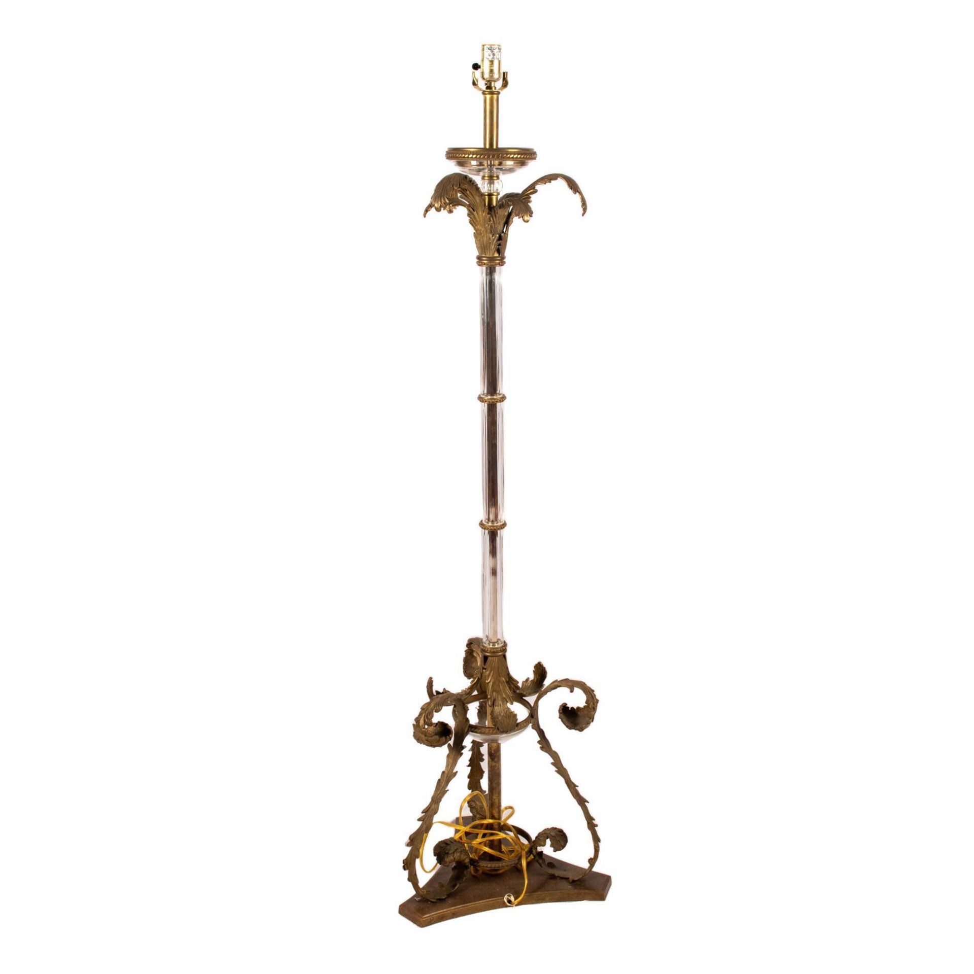 Baroque Style Brass and Glass Ornate Floor Lamp - Image 6 of 9