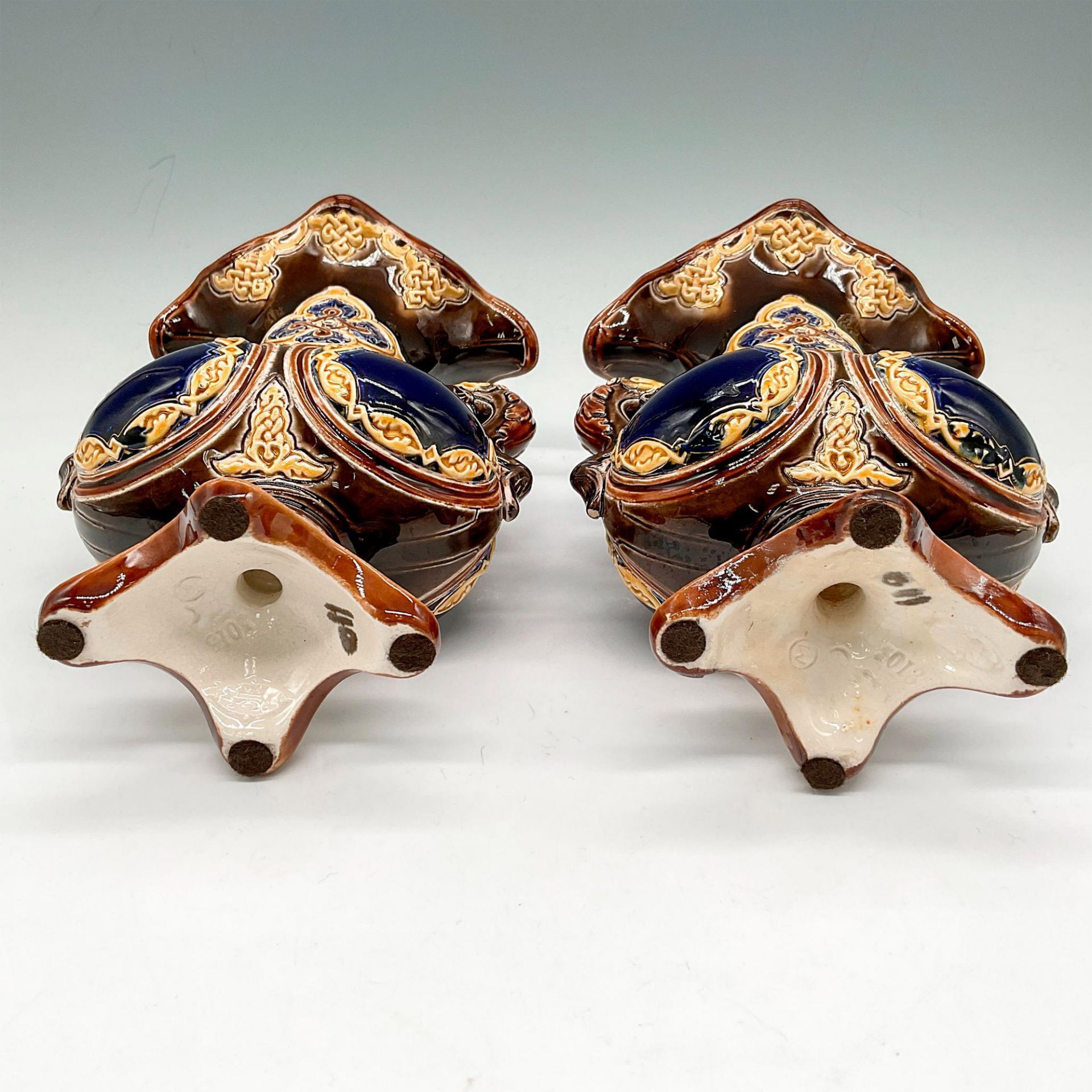 Pair of Gerbing & Stephan Majolica Two Handled Vases - Image 3 of 3