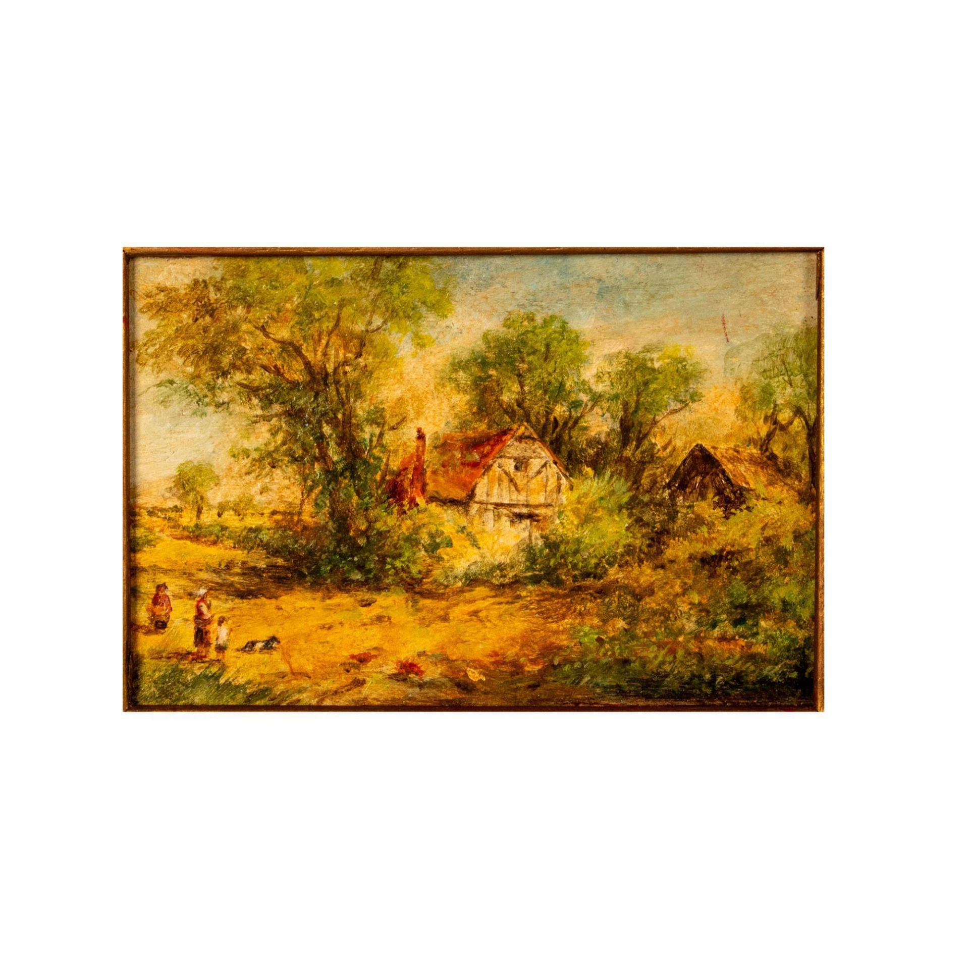 Original Oil on Canvas Miniature Painting, Rural Landscape - Image 2 of 6