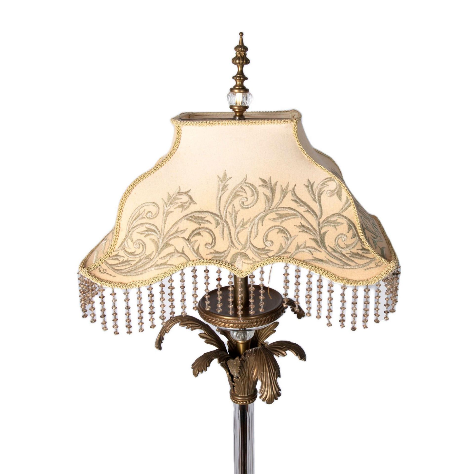 Baroque Style Brass and Glass Ornate Floor Lamp - Image 3 of 9