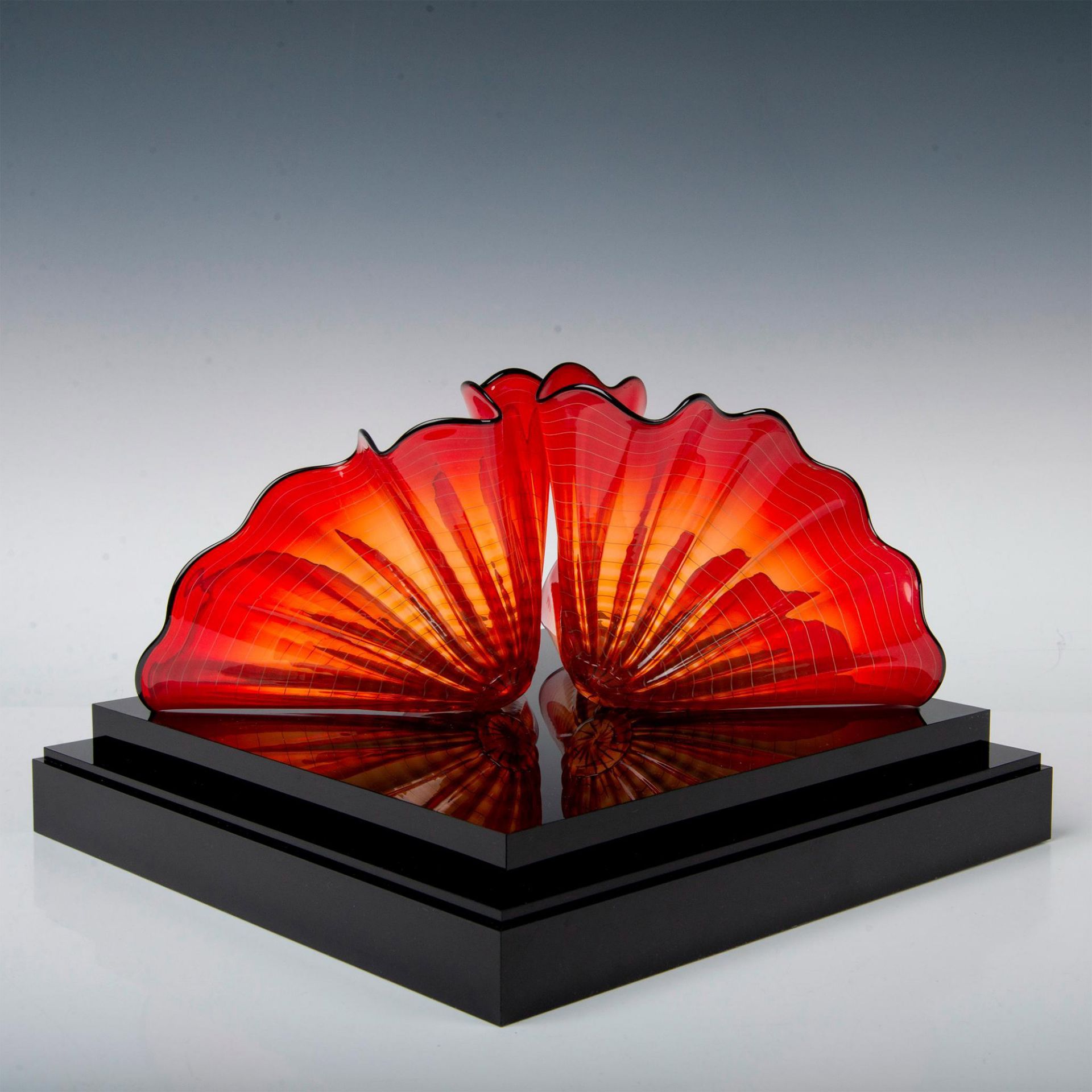 Dale Chihuly Portland Press Art Glass, Red Amber Persian Pair - Image 9 of 20