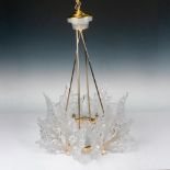 Lalique Champs Elysees Gilt Metal Six Light Chandelier