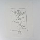 Dr. Seuss (attr.) Original Ink Drawing on Paper, Signed