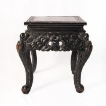 Chinese Black Lacquer End Table