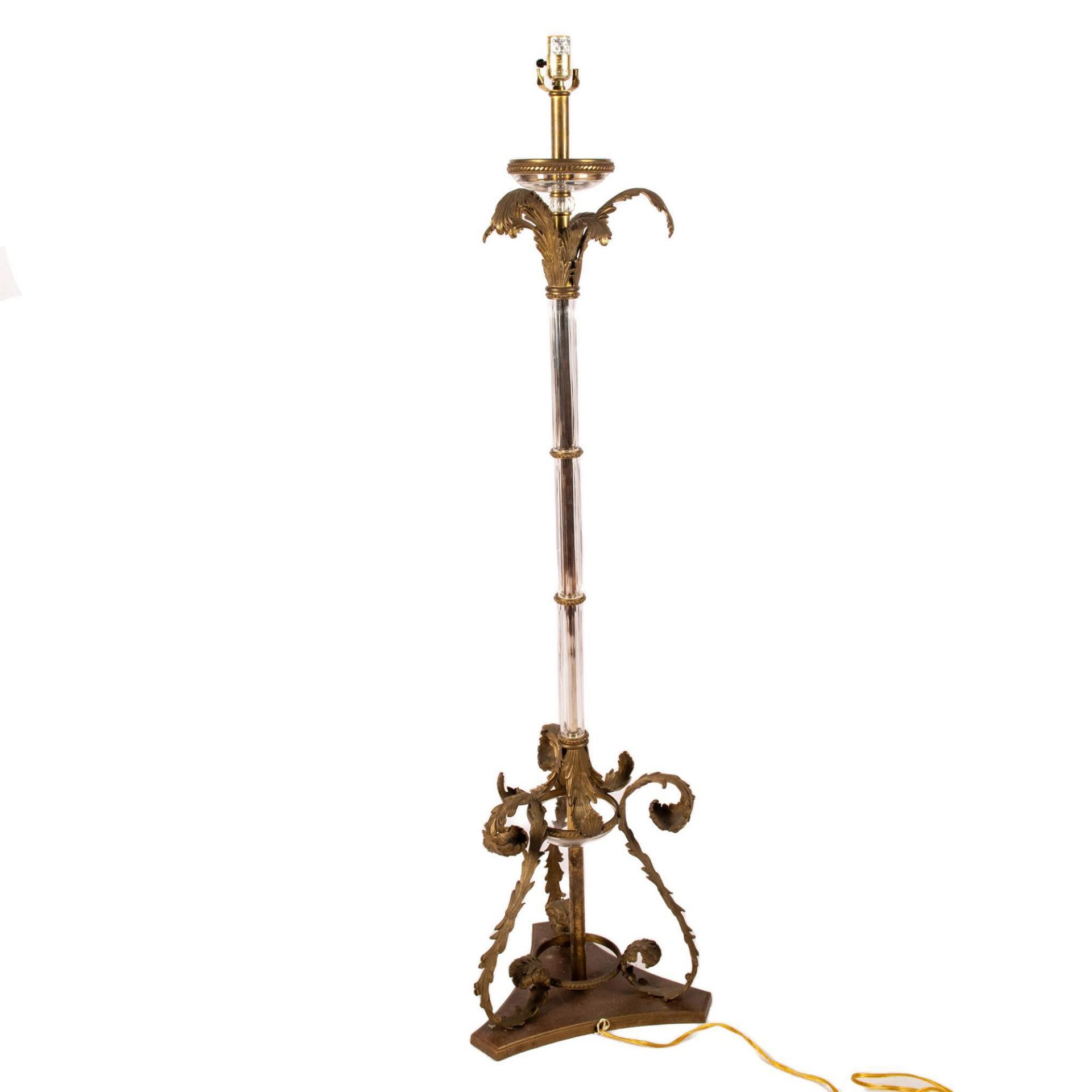 Baroque Style Brass and Glass Ornate Floor Lamp - Image 4 of 9