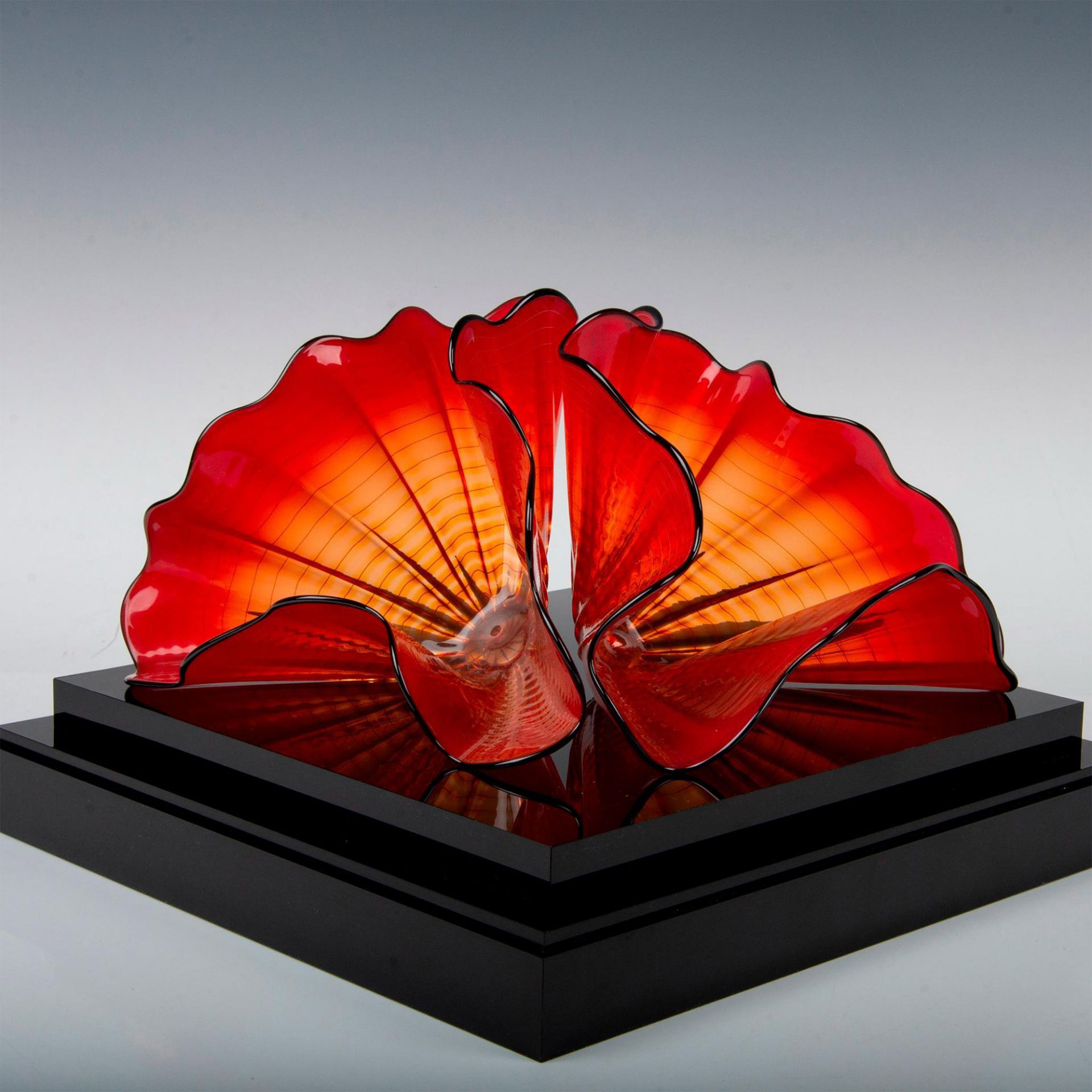 Dale Chihuly Portland Press Art Glass, Red Amber Persian Pair - Image 6 of 20