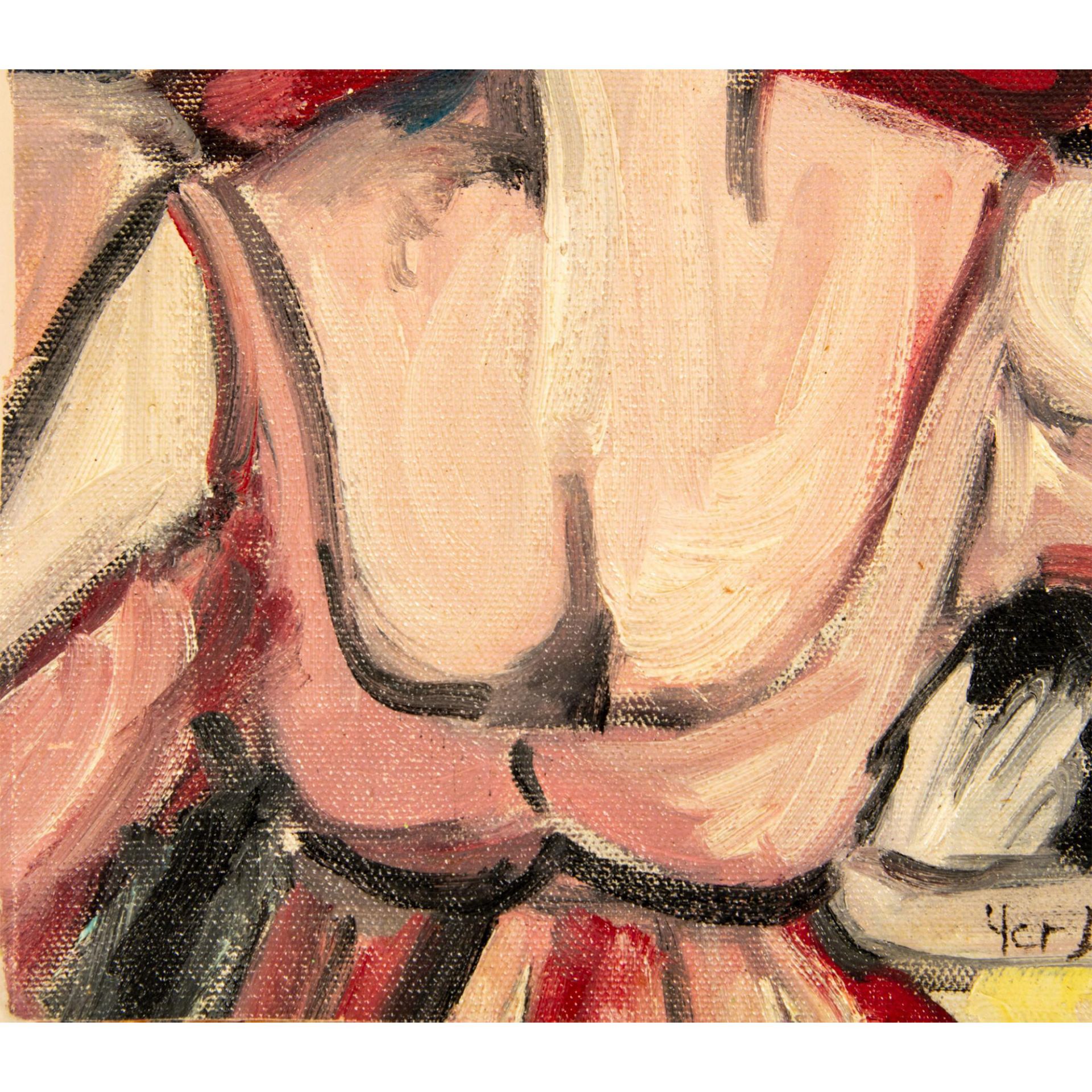 Defossez, Original Oil on Board, Portrait in Red, Signed - Image 3 of 5
