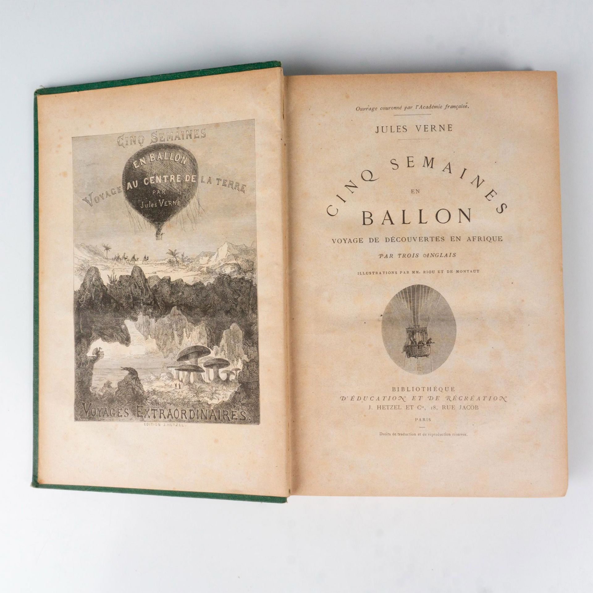 Jules Verne, Cinq Semaines en Ballon, A L'Obus, Green Cover - Image 3 of 3