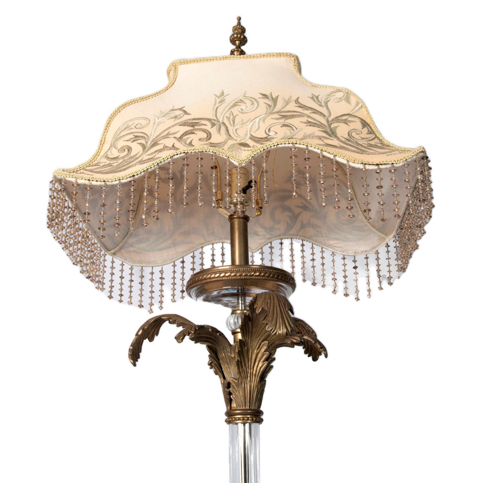 Baroque Style Brass and Glass Ornate Floor Lamp - Image 5 of 9