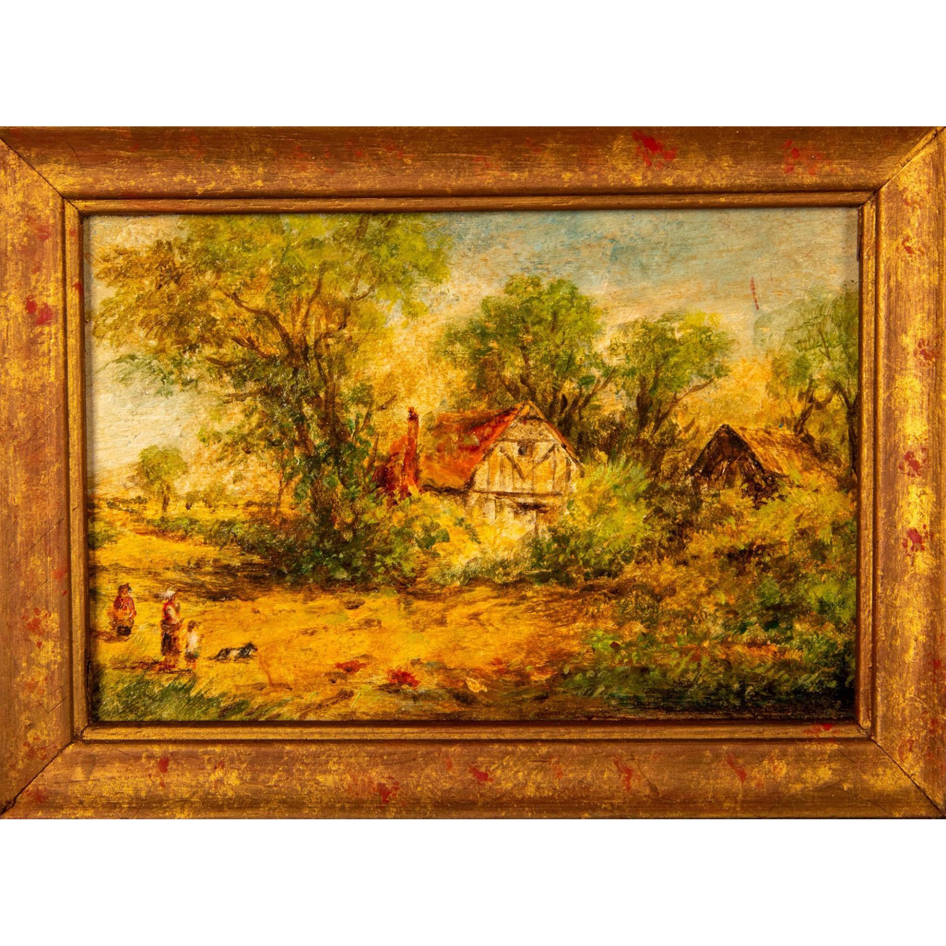 Original Oil on Canvas Miniature Painting, Rural Landscape - Image 3 of 6