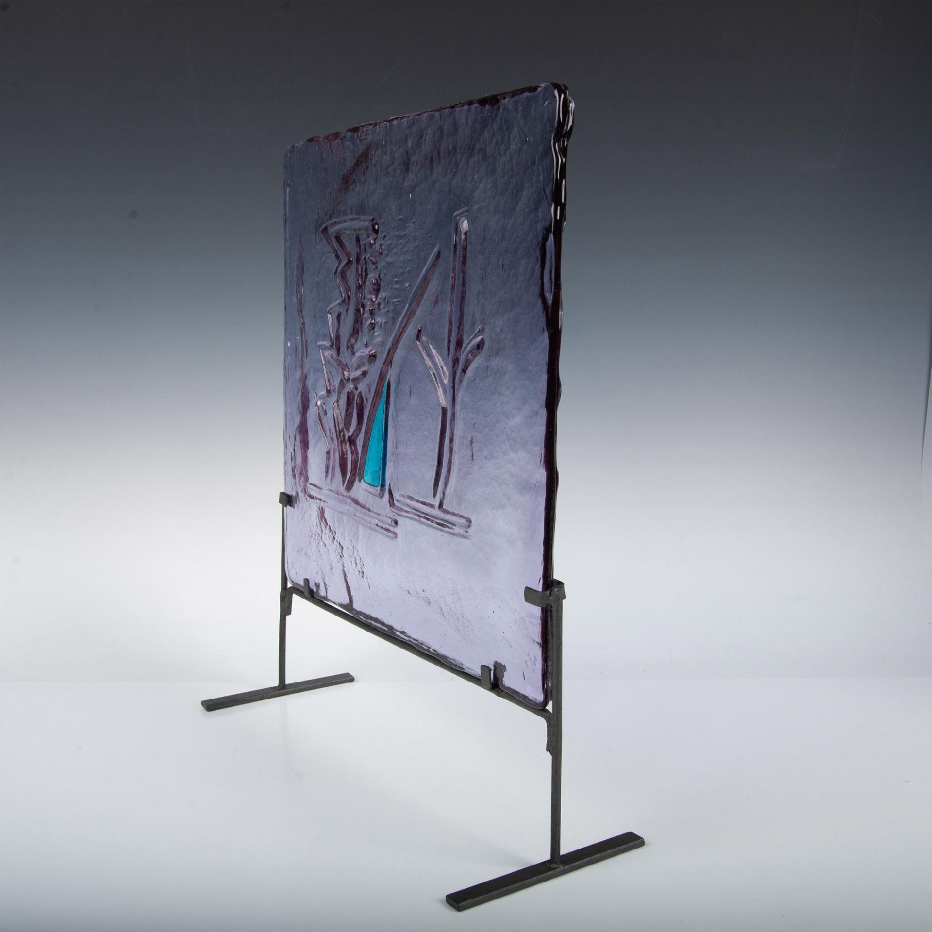 Murano Riccardo Licata Glass Tile Sculpture with Stand - Image 5 of 8
