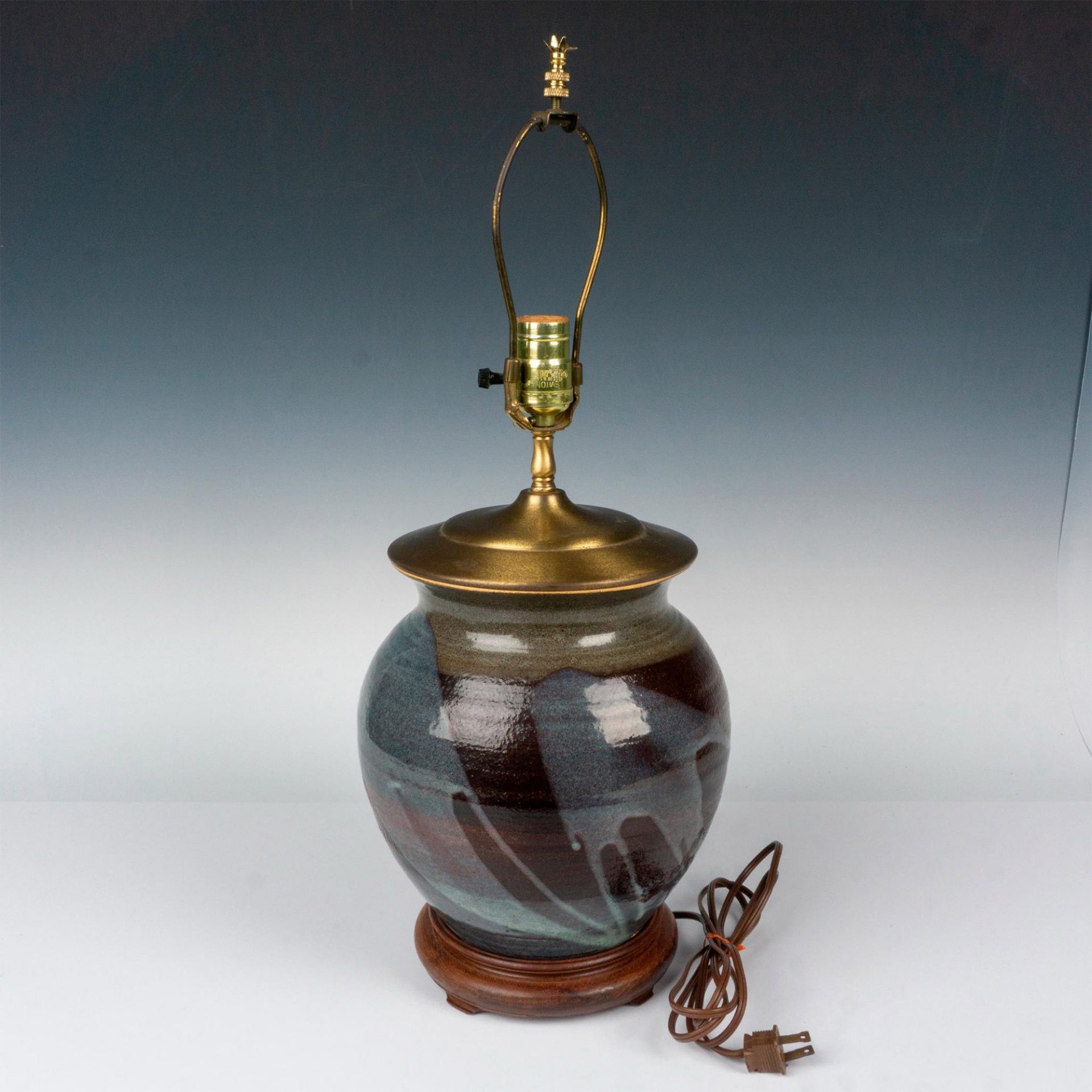 Vintage Raku Style Pottery Table Lamp - Bild 4 aus 5