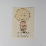 Charles Schulz (attr.) Crayon Drawing on Paper, Signed