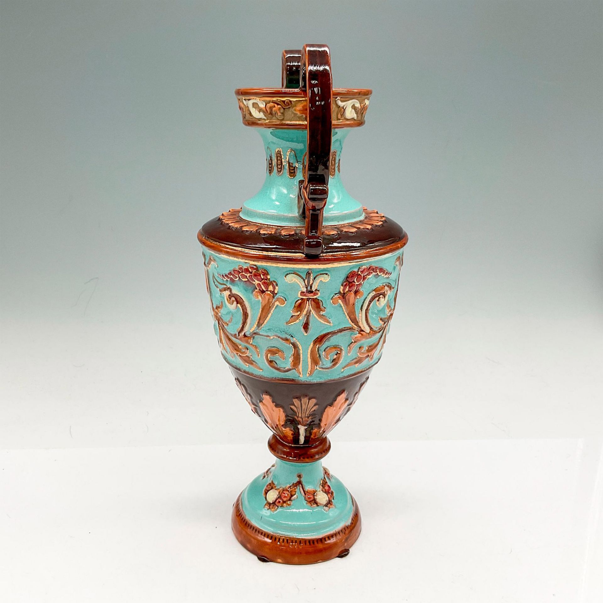 William Schiller & Son Majolica Handled Urn Vase - Image 2 of 3