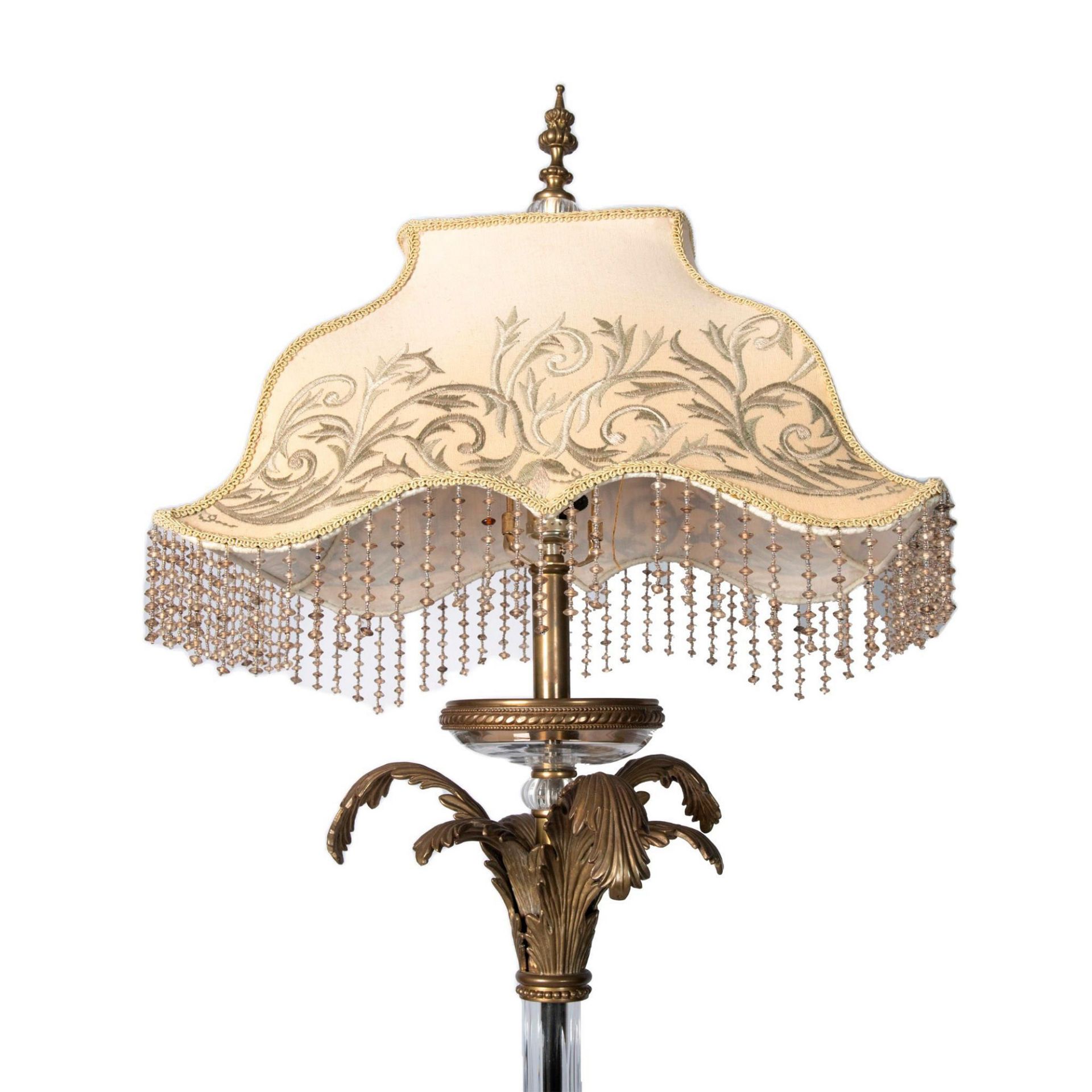 Baroque Style Brass and Glass Ornate Floor Lamp - Image 2 of 9