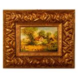 Original Oil on Canvas Miniature Painting, Rural Landscape