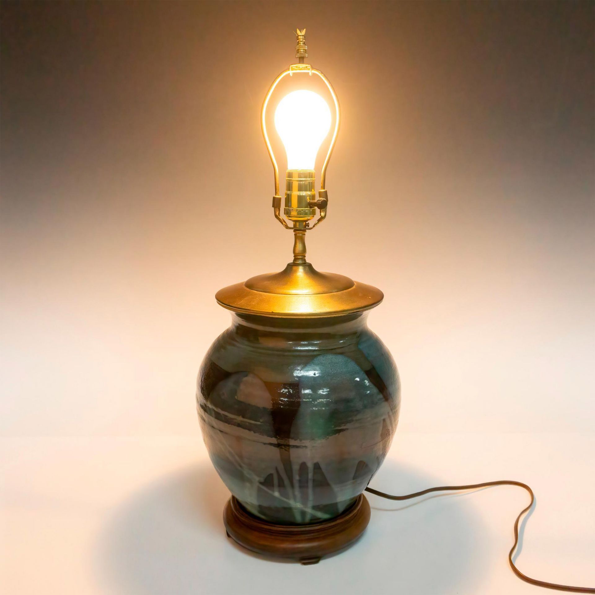 Vintage Raku Style Pottery Table Lamp - Bild 5 aus 5
