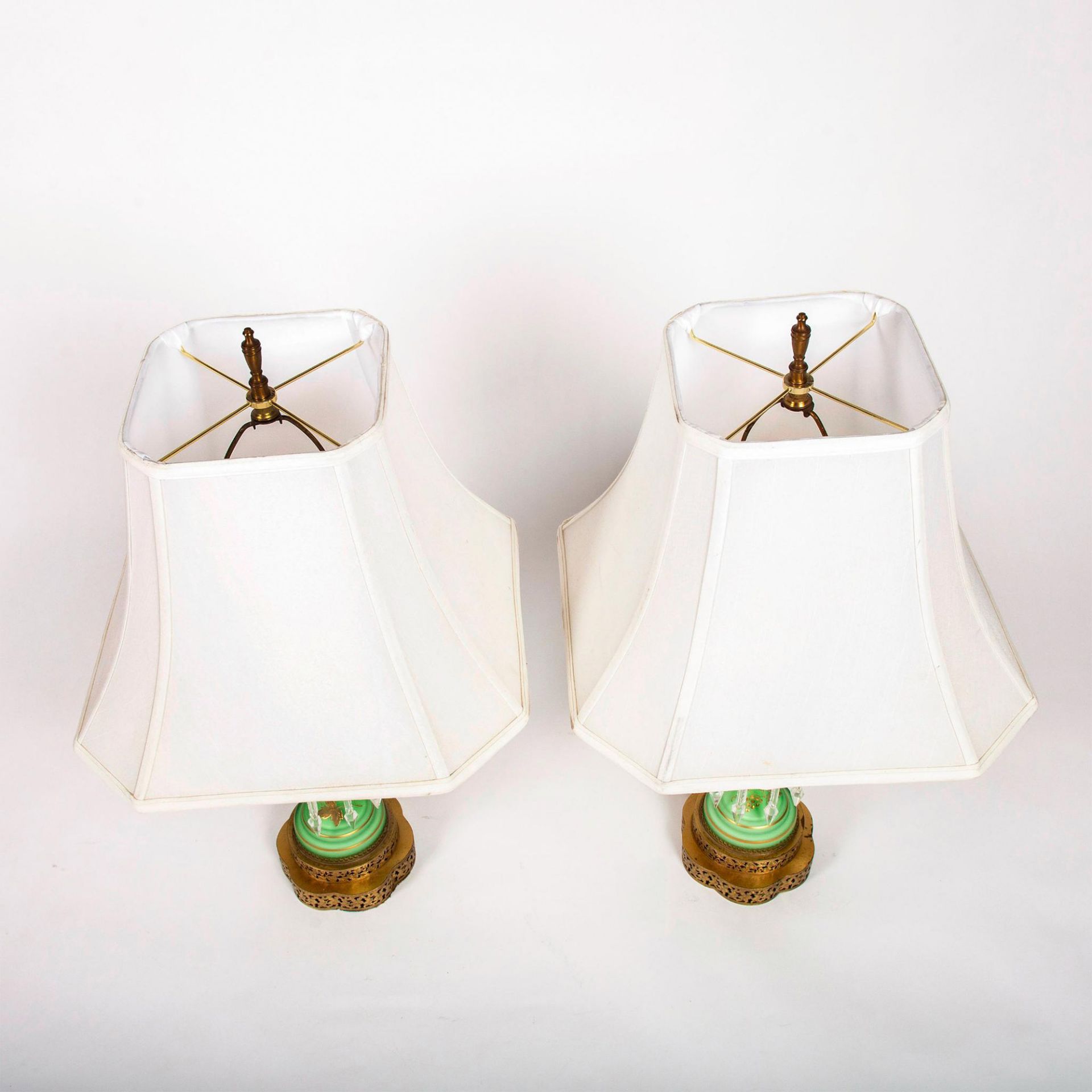 Pair of Vintage Glass Table Lamps with Crystal Prisms - Bild 3 aus 4