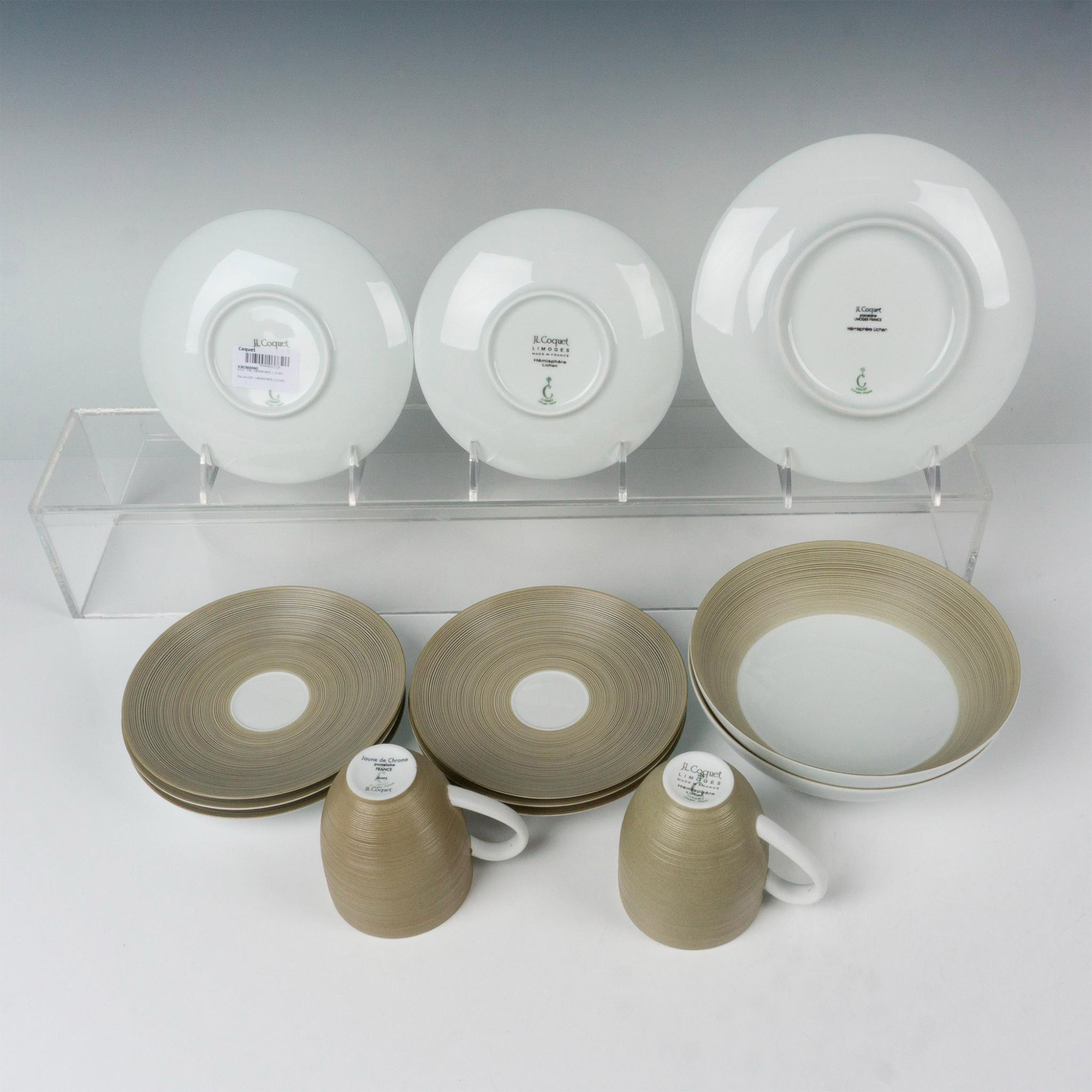 13pc JL Coquet Limoges Porcelain Tableware, Hemisphere - Image 3 of 4