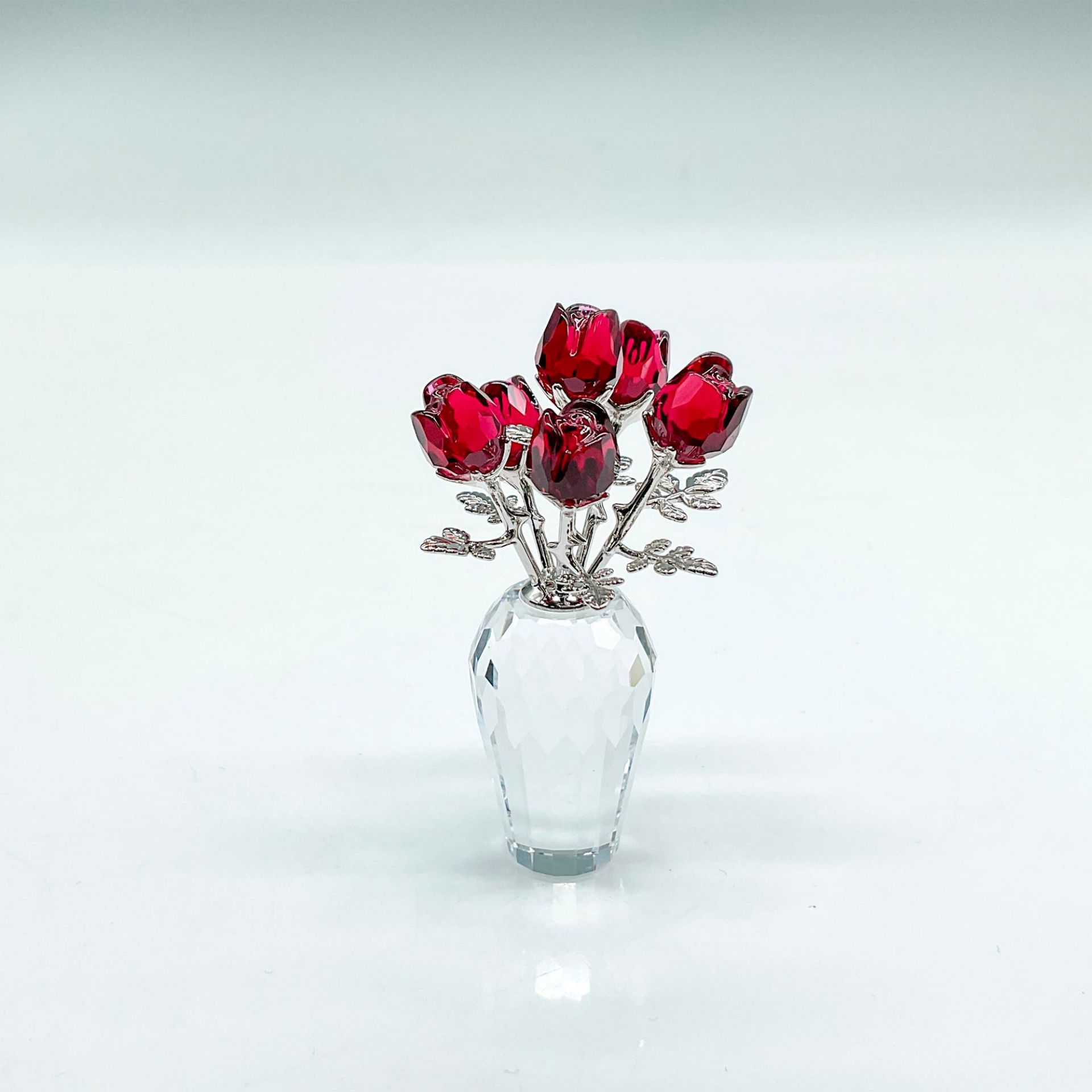Swarovski Crystal Figurine, Red Roses with Silver Stems