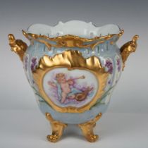 Giraud Limoges Cherub Footed Jardiniere with Purple Irises