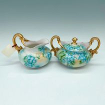 2pc Tressemanes & Vogt Limoges Porcelain Cream and Sugar Set