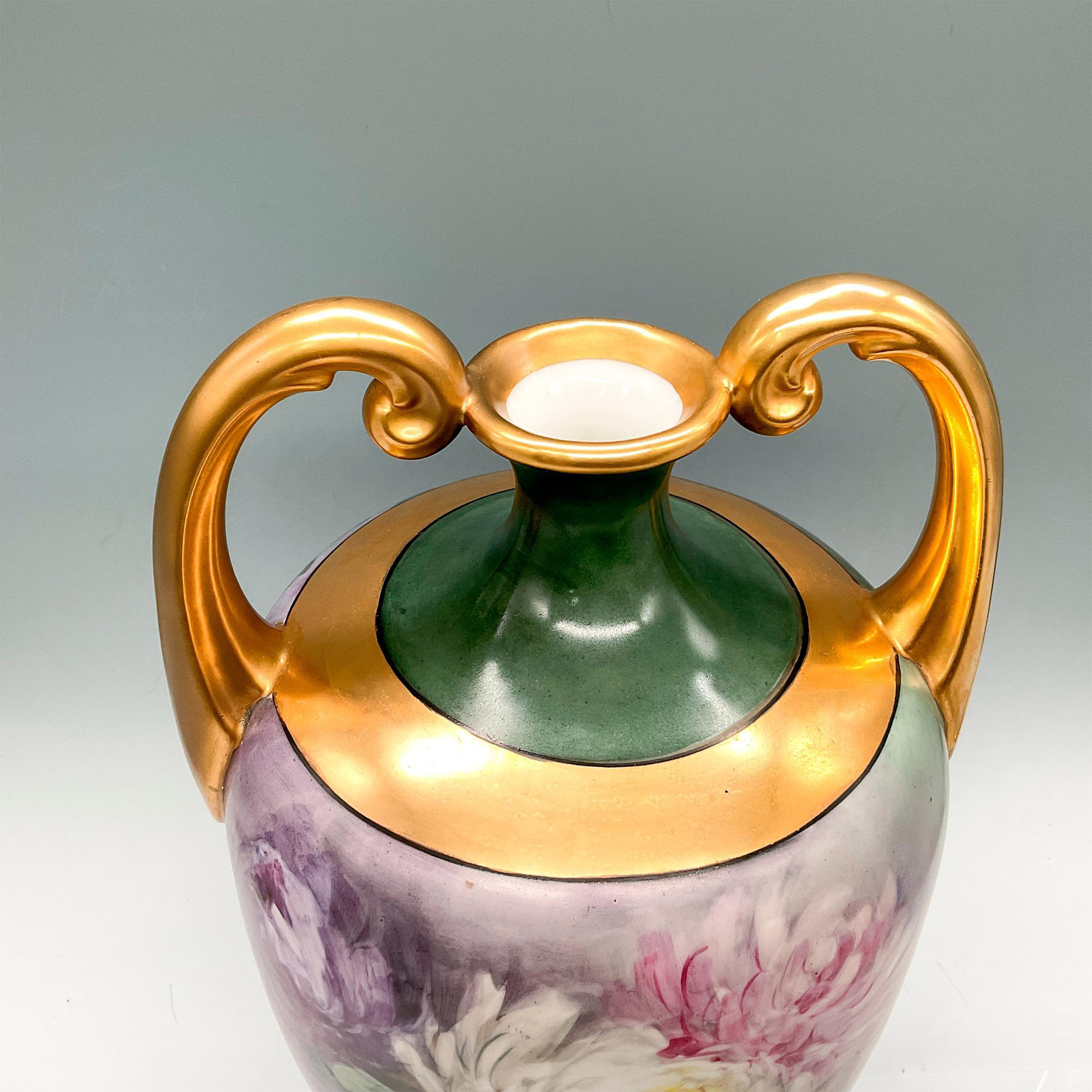 Jean Pouyat Limoges Porcelain Gilt Handled Vase - Image 3 of 4