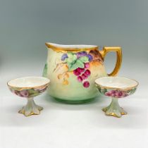 3pc W.G. & Co. Limoges Porcelain Pitcher + 2 Cups, Grapes