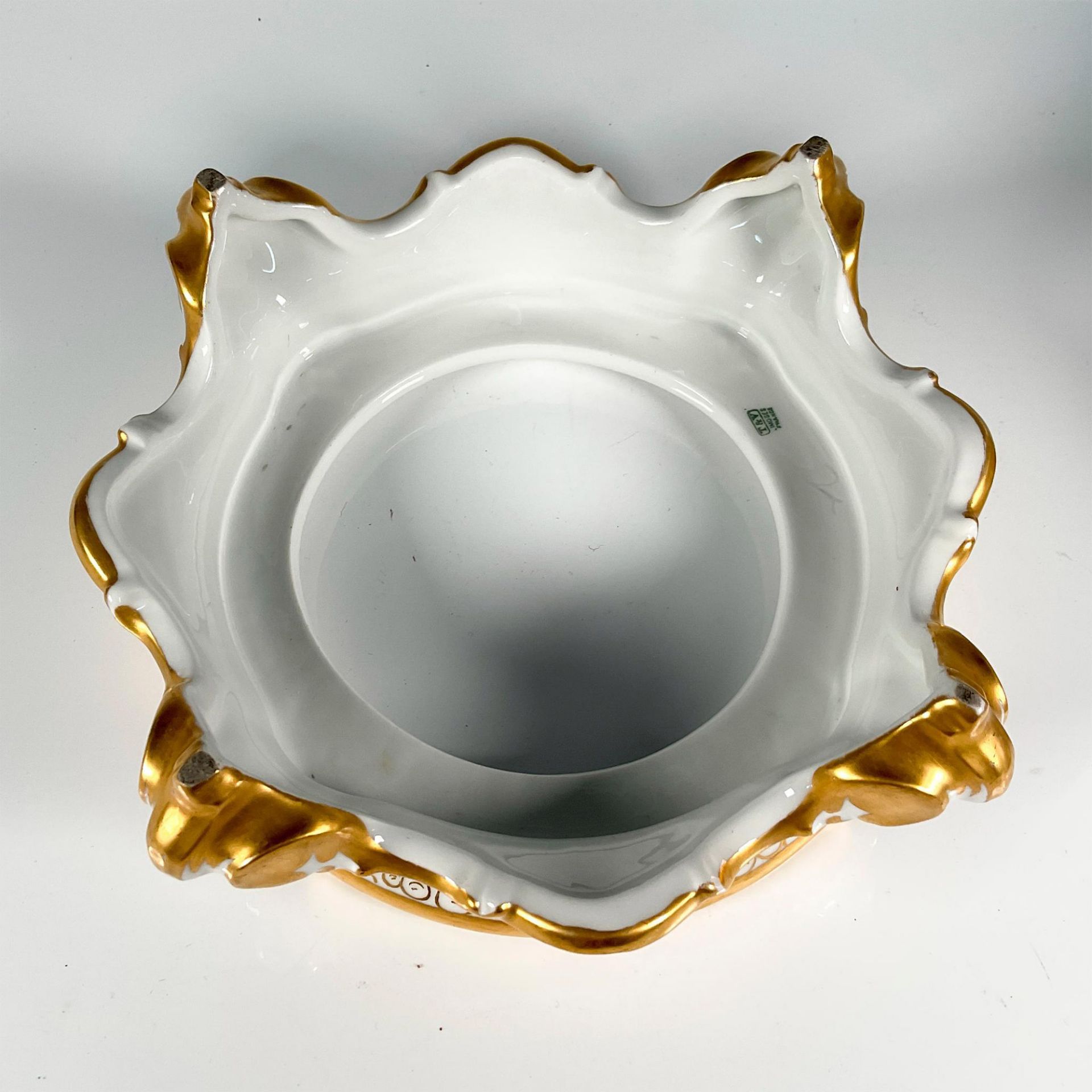 2pc H&C Limoges Porcelain Punch Bowl + Stand - Bild 4 aus 4